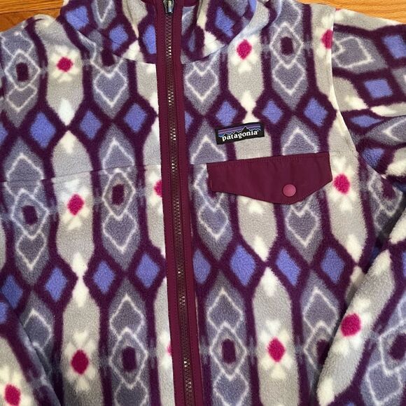 Patagonia Women’s S Snap T FZ Hooded Jacket‎ Pine Patch Lupine Purple Burgundy - Picture 3 of 4